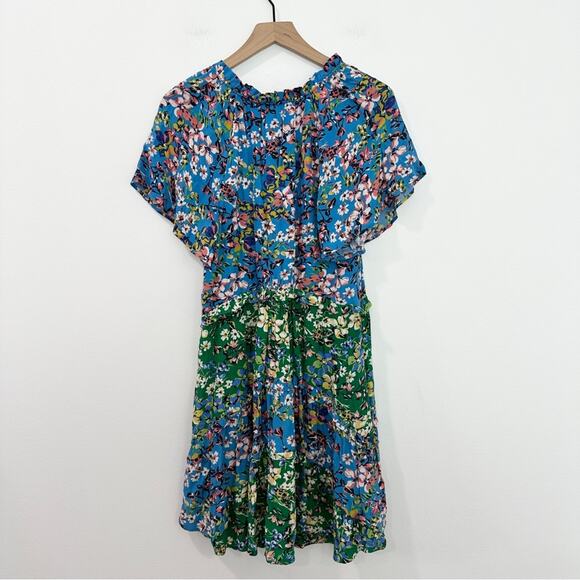 Anthropologie Robin Tiered Oversize Floral Flutter Sleeve Boho Mini Dress Small - Picture 4 of 10